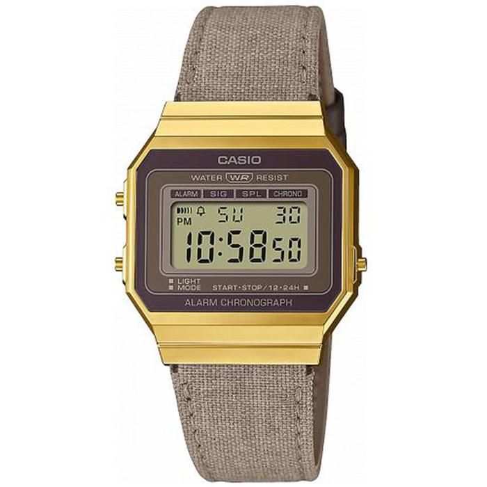Casio- Montre Mixte - Quartz - Digital - Bracelet Tissu Marron - A700WEGL-5AEF