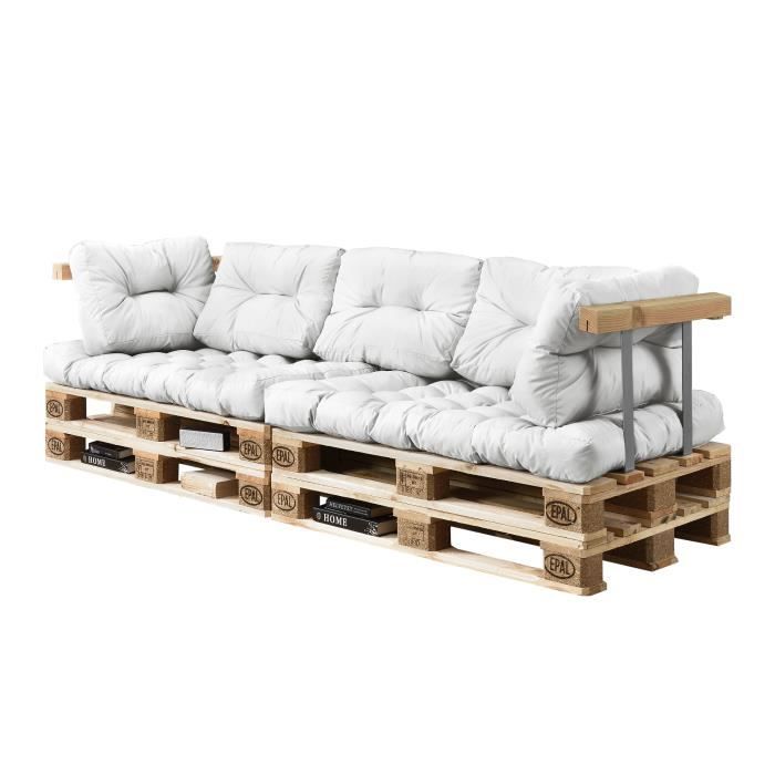 Coussins pour palettes - 7 pièces - coussin de siège + Coussins de dossier blanc Canapé de palettes In-Outdoor
