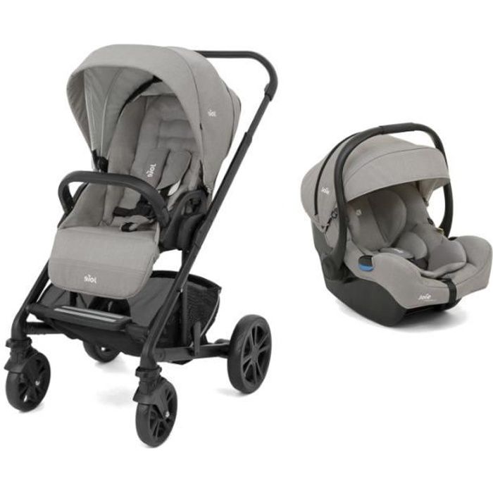 JOIE Chrome 2en1 - Pousette compacte pliable avec siège auto I-GEMM2 - Jusqu'à 15Kg - Gris Pebble