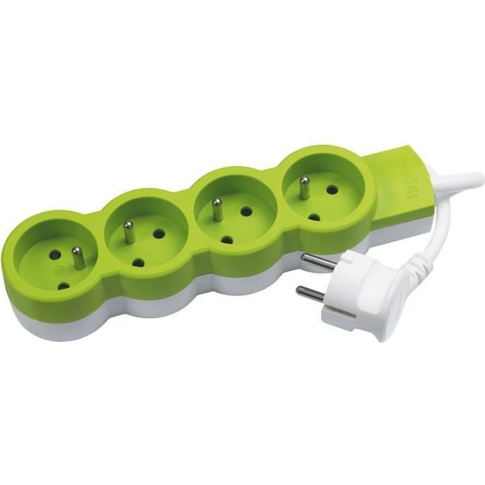 LEGRAND Rallonge multiprise standard 4x2 P+T cordon 1,5 m vert