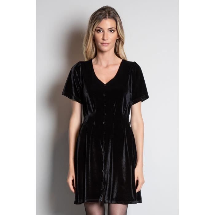 DEELUXE Robe noire en velours ABELA Black