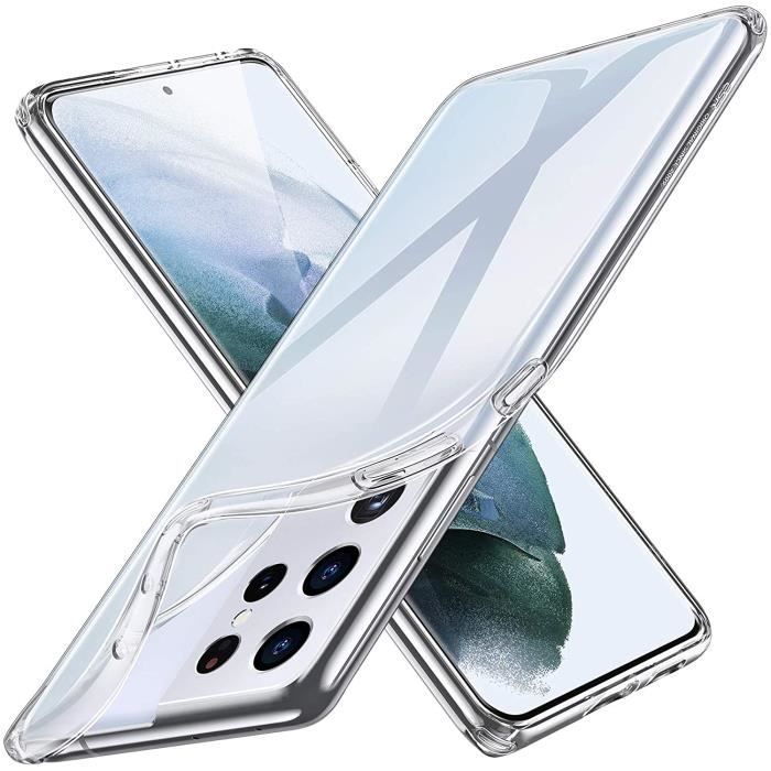 Coque Samsung Galaxy S21 Ultra - Protection Silicone Transparente Souple Fin et Antichoc - New&Teck