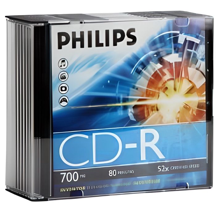 Philips CR7D5NS10/00 10 CD-R Box cristal 52x 80 min 700 Mo