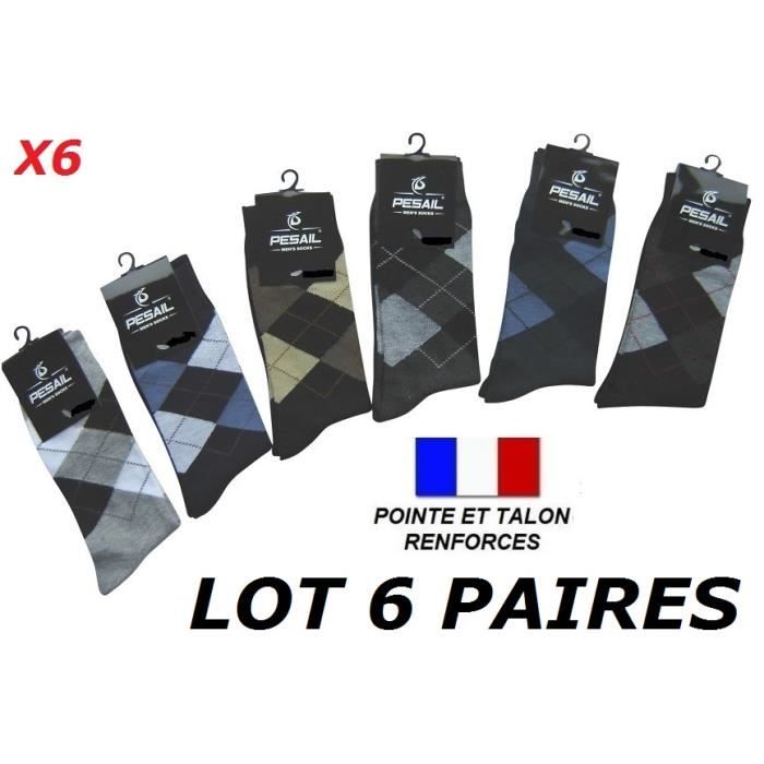LOT 6 PAIRES DE CHAUSSETTES TAILLE 43 44 45 46 HOMME GARCON LOSANGE COTON MAJORITAIRE