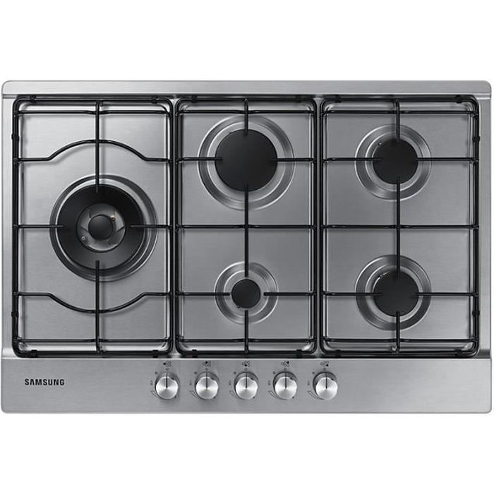 Samsung NA75M3130AS, Intégré, Cuisinière à gaz, Acier inoxydable, Noir, Acier inoxydable, Émaillé, 1000 W