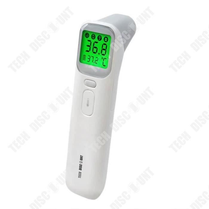 TD® Thermomètre frontal numérique Instrument de surveillance de la température à affichage LCD numérique sans contact Blanc