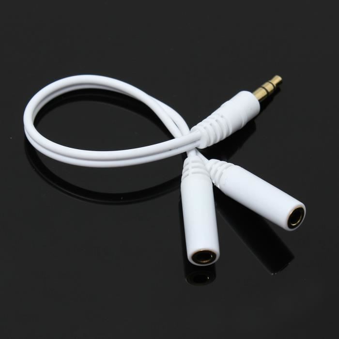 1 Male à 2 Femelle Jack Ecouteur Casque Y Splitter Adaptateur Audio Câble Stéréo