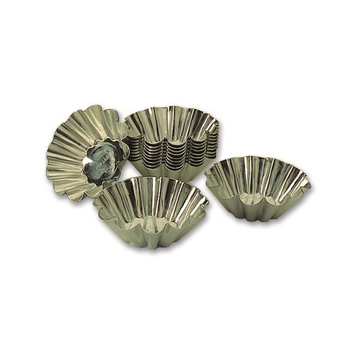 Blister de 12 brioches à 10 côtes en fer blanc professionnels à 90 mm de diamétre