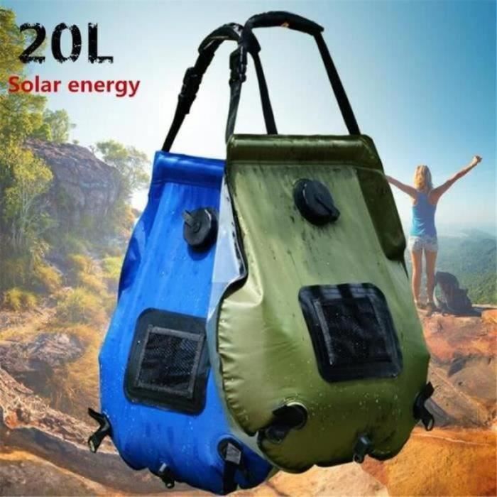 QQ37521-20L sac de douche solaire camping bouteille d'eau chaude Armée verte