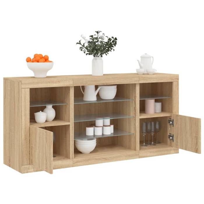 vidaXL Buffet avec Lumières LED Armoire avec Porte Meuble de Rangement Organisateur de Salon Entrée Salle de Séjour 3209088