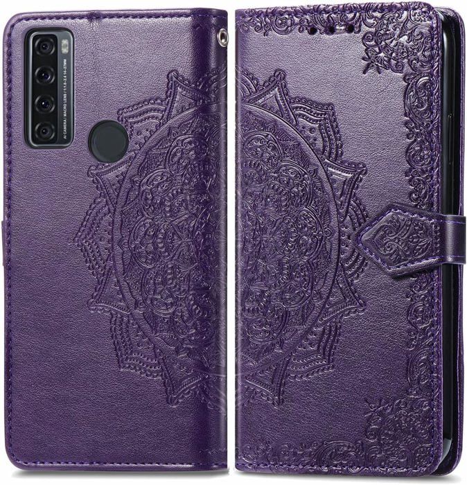 BAILI Pour TCL 505/T509K/T5094 Coque, Étui Portefeuille à Rabat En Cuir Avec [6 Card Slots] [béquille] Coque Magnétique Pour TCL 505/T509K/T5094-Marron