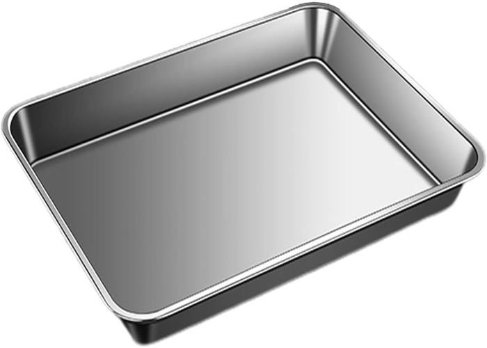 Homikit Lot de 2 plaques de cuisson rectangulaires en acier inoxydable - Surface lisse et lavable au lave-vaisselle - 26,5 x 20 x 4,8 cm