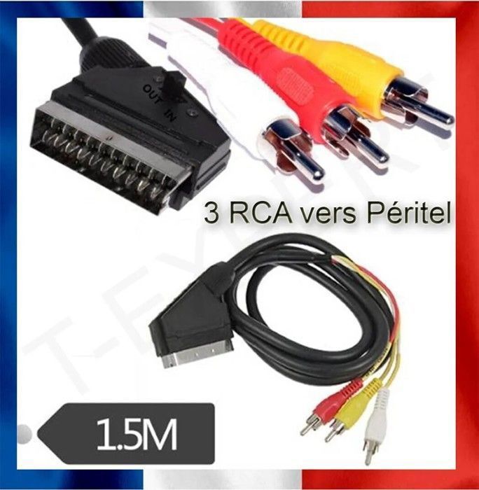 ADAPTATEUR PERITEL VERS RCA FEMELLE AUDIO VIDEO IN OUT (Lot de 2) , adaptateur p