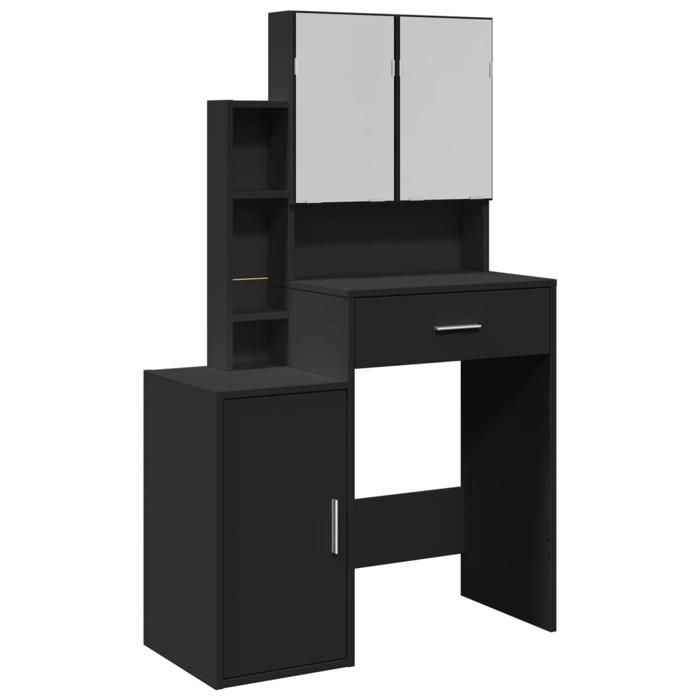 Coiffeuse/Table de maquillage - avec armoire - noir 80x35x132 cm SS148216