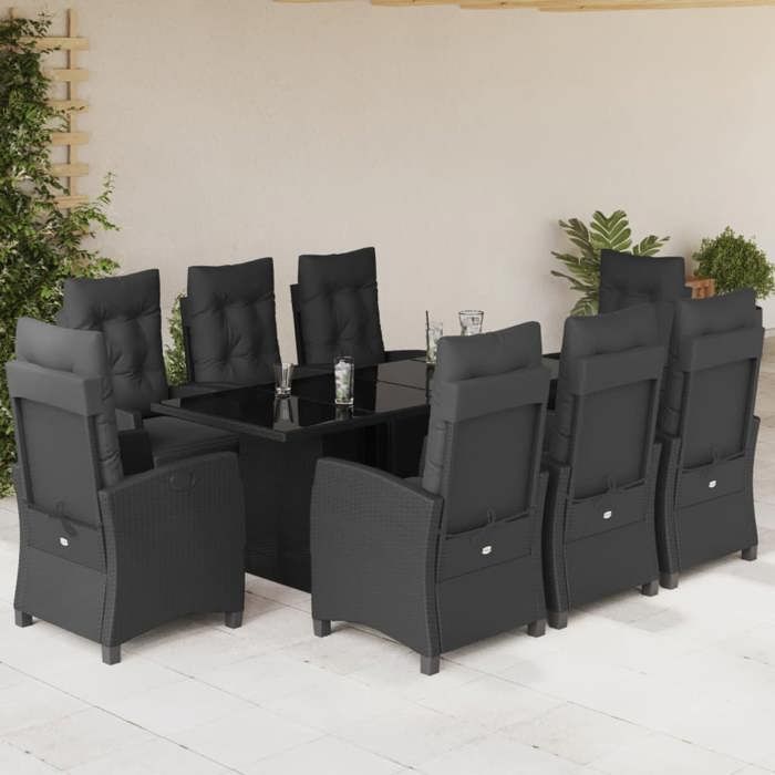 vidaXL Ensemble 9 pcs Coussins noirs