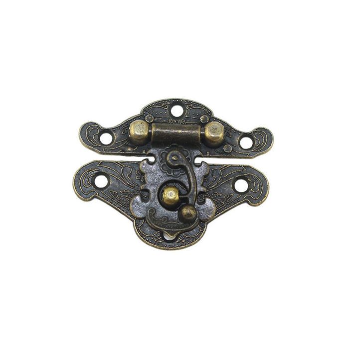2 Loquets Vintage Gaufrés - Serrure Moraillon Antique Pour Armoire, Boîte à Bijoux, Valise - Couleur Bronze Avec Vis Incluses