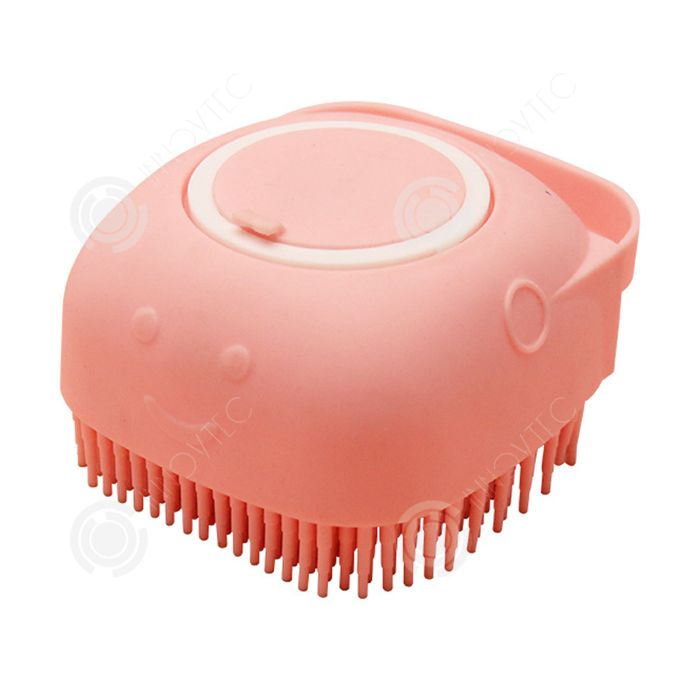 Meilleurs prix pour INN Brosse de bain pour animaux rose en silicone avec boîte de stockage deau et sortie deau brosse de massage pour chien et chat