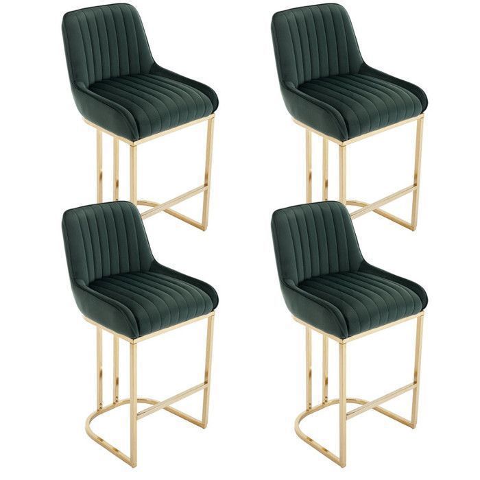 Wahson Tabouret de bar lot de 4 Tabouret de Cuisine avec Dossier Chaise Haute avec Pieds en Métal pour Comptoir Velours Vert