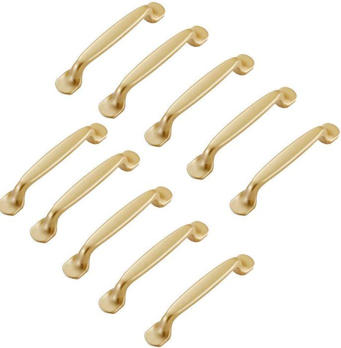 Lot de 10 poignées de placard dorées de 96 mm - Poignées de meuble pour porte de placard de cuisine