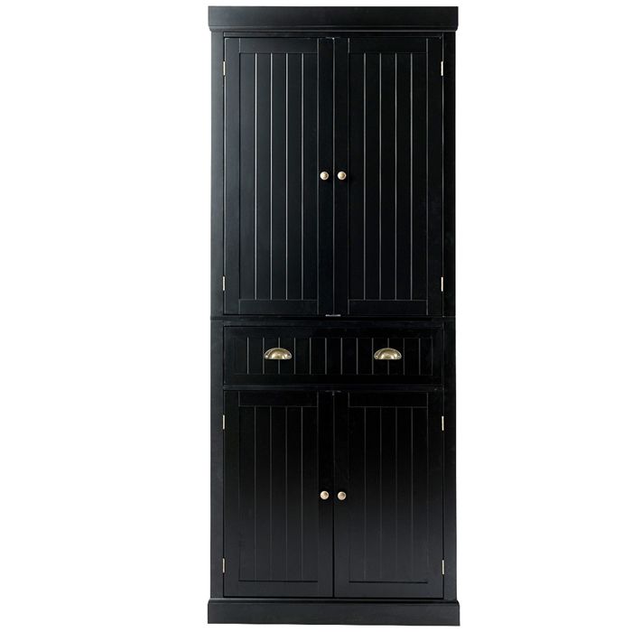 Armoire de Rangement GIANTEX-1 Tiroir-2 Compartiments avec Étagères à 3 Niveaux-Butée Magnétique-Dispositif Anti-basculement-Noir