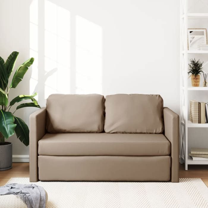 Remise CLIC-CLACCanapé Lit Convertible 2 Places 2 en 1 cappuccino 112 x 174 x 55 cm similicuir JILIMAISON2025 90750111