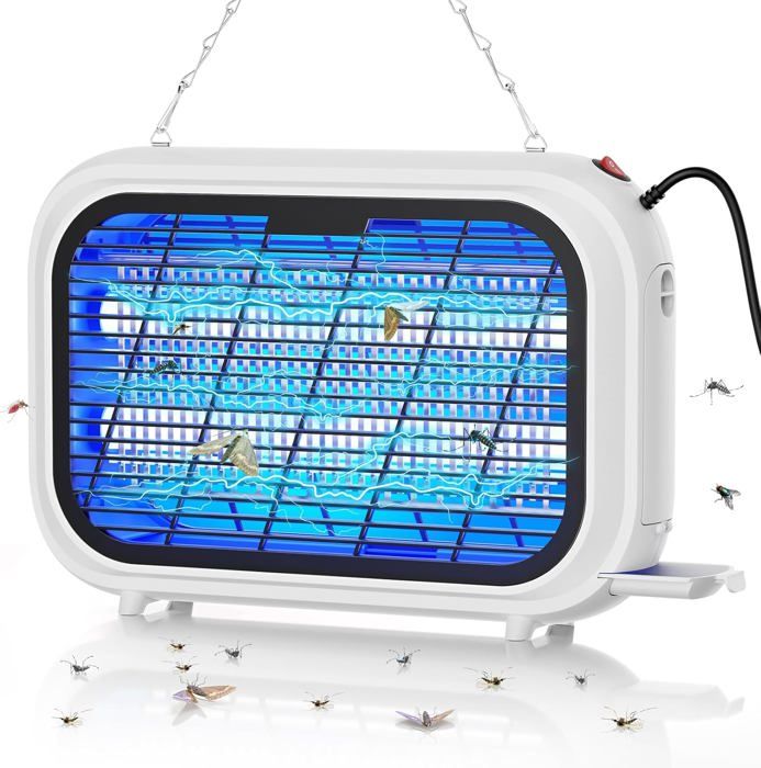 Dufuso Lampe Anti-Moustique 2-en-1 LED Tricolore UV 2500V – Tue Mouches & Insectes Intérieur/Extérieur, Étanche IPX4, Mousqueton Portable