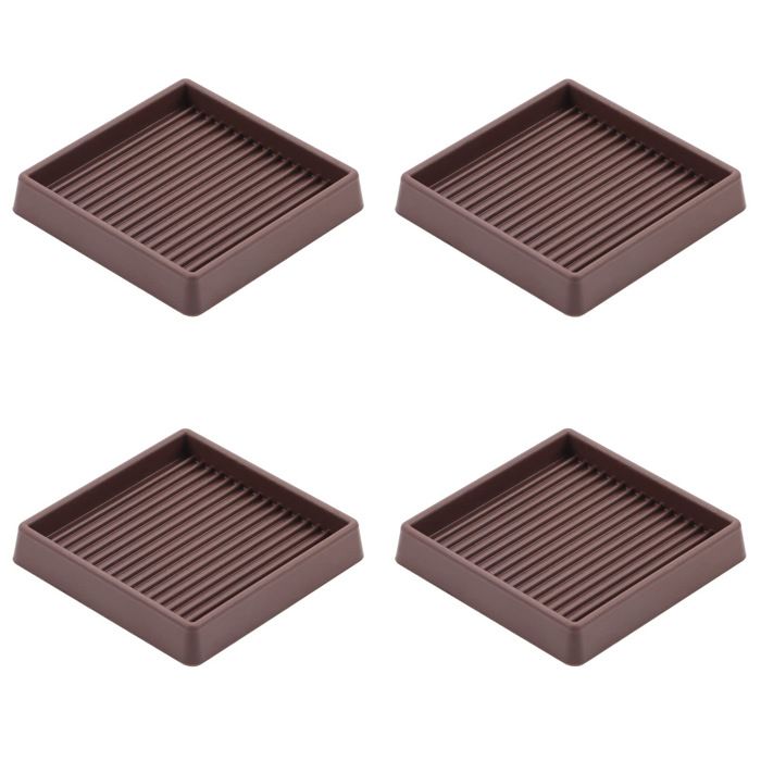 4 patins antidérapants carrés en caoutchouc 75x75 cm marron - protège-pieds de meubles (table chaise lit canapé)