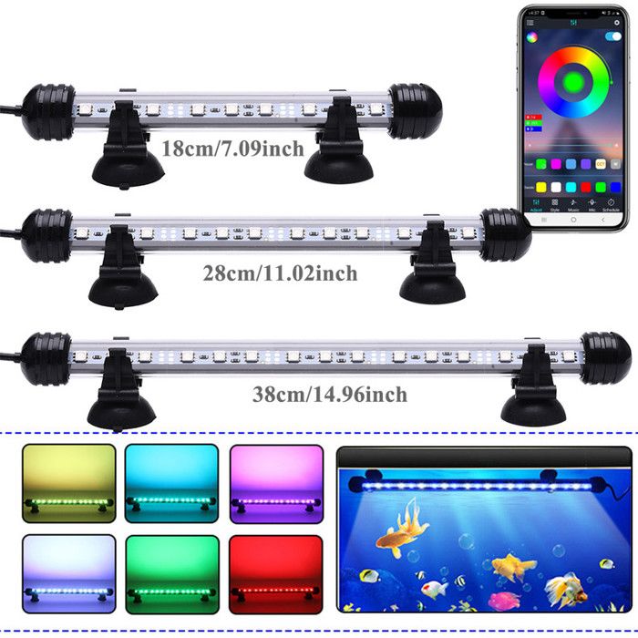 Meilleurs prix pour LED Aquarium Lumière Submersible - 28cm Lampe Aquarium de poisson avec télécommande et contrôle de APP - Fish Tank Light pour