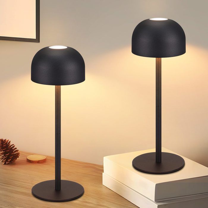 Lampe de table LED sans fil - NETTLIFE - Lot de 2 - Tactile dimmable - 3 températures - Rechargeable USB
