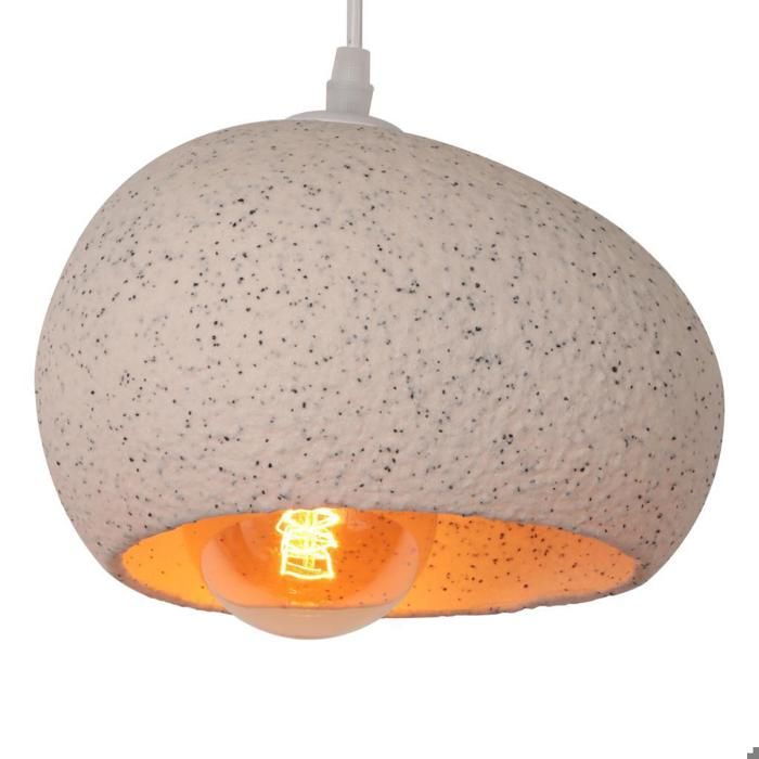 WOTTES Suspension Luminaire Créative Lustre Nordique Ø21cm Abat-jour en Pierre Simulée Lampe Éclairage pour Salle à Manger