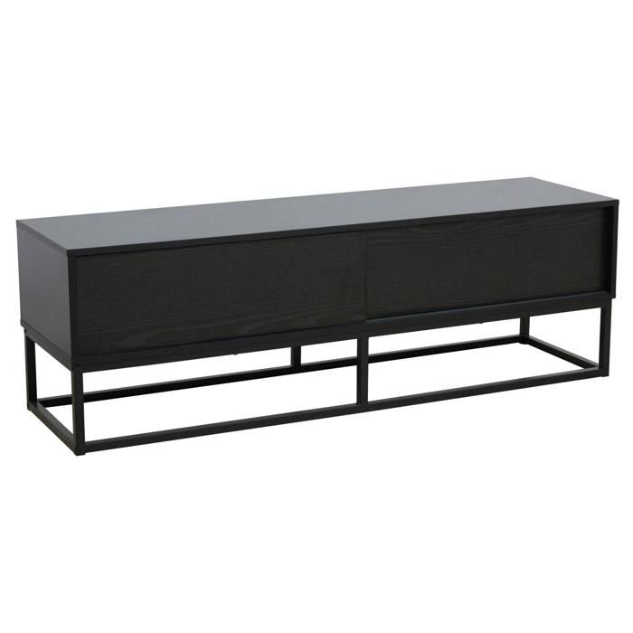 Meuble TV 2 portes rectangulaire L140 cm noir Jasper - Oviala Meuble TV 2 portes rectangulaire L140 cm noir Jasper - Oviala