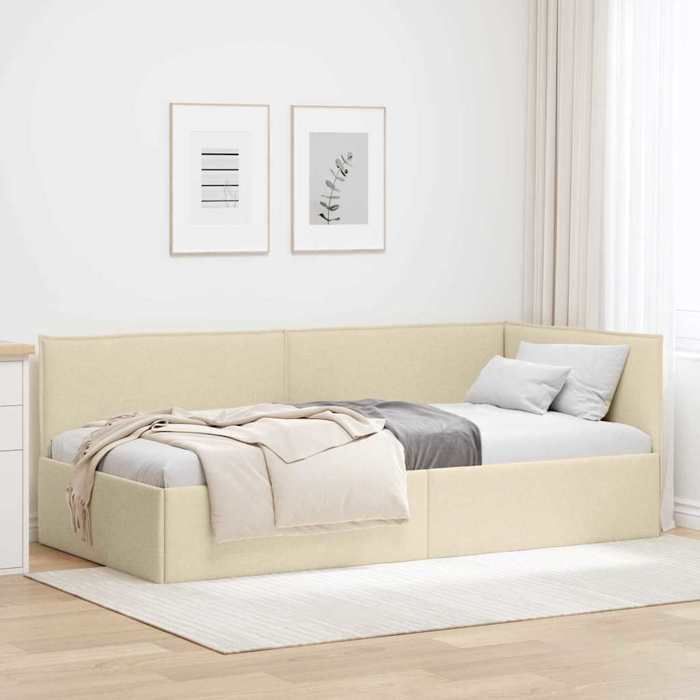vidaXL Cadre de lit dangle Crème 90 x 190 cm tissu 42016461
