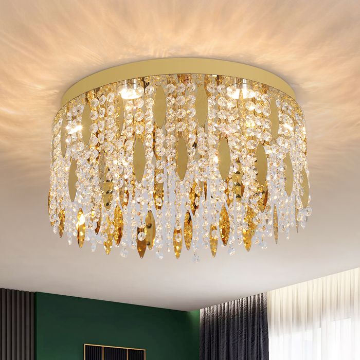 Lampe de plafond LED de cristal Lampe de plafond chambre à coucher 3 couleurs variables 30w