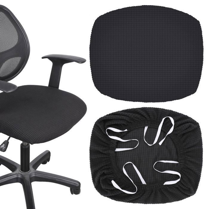 Housses chaise bureau - 2 pièces extensibles amovibles - Noir - Convient pour fauteuils de bureau