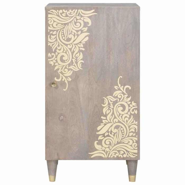 Buffet en bois de manguier - vidaXL - Gris et or - 40x33x75 cm - Bois de manguier massif - Design doré imprimé
