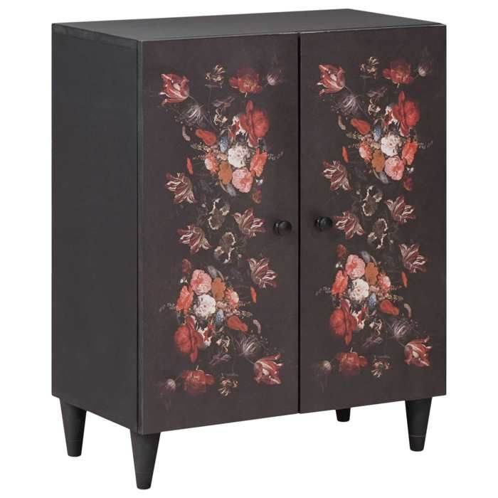 Armoire de rangement multicolore - vidaXL - 60x33 5x75 cm - Bois de manguier massif - Motifs floraux