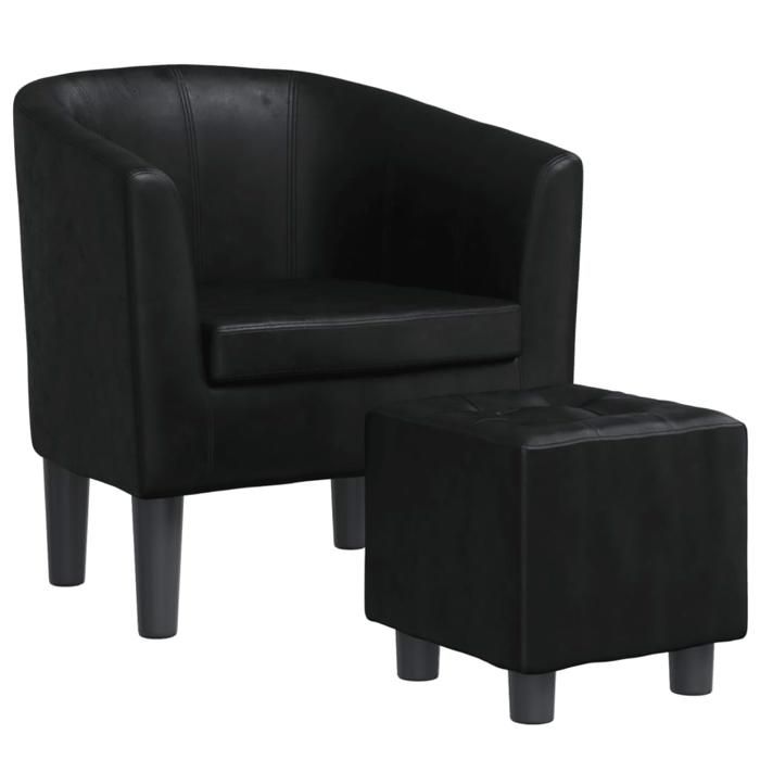 NEUF 2026 CHIC Chaise simple SWEETY Fauteuil de salon 1 PLACE avec repose-pied noir similicuir 70x56x68 cm FF4650 NEUF 2026 CHIC Chaise simple SWEETY Fauteuil de salon 1 PLACE avec repose-pied noir similicuir 70x56x68 cm FF4650