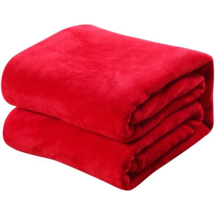 Plaid rouge 100×120 cm – flanelle douce/chaude couverture bébé/jeté canapé entretien facile Label