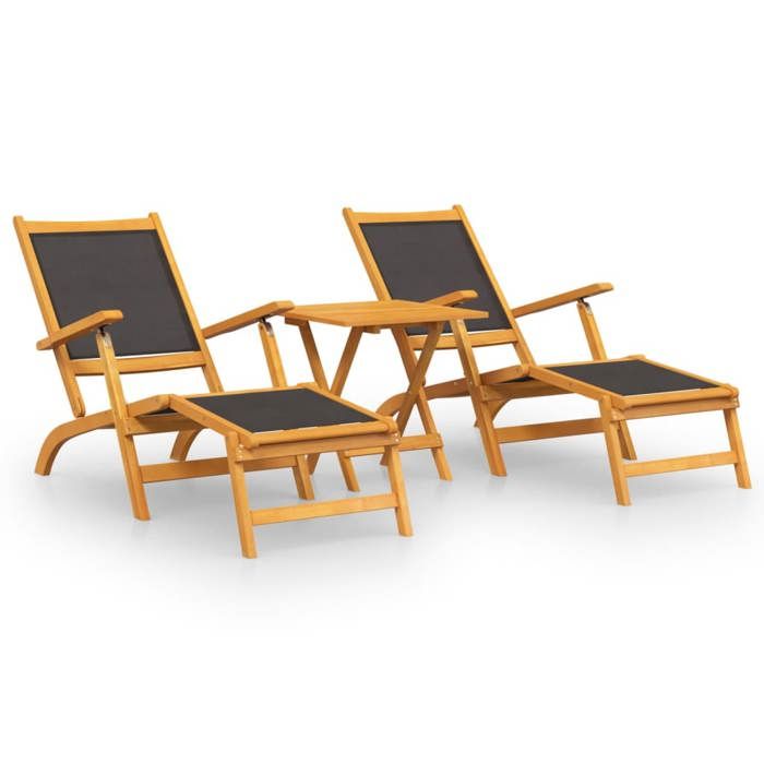 Chaises longues/Lit-canapé dextérieur - CLARENCE® - Bain de Soleil - dextérieur et table Acacia massif et textilène 75083