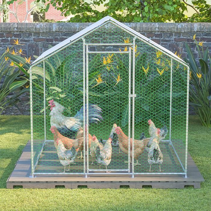 Comparer les prix de Enclos Volaille 2x2x2m Métal Galvanisé avec Toit PE Étanche Porte Verrouillable – pour Poules Lapins & Petits Animaux Extérieur