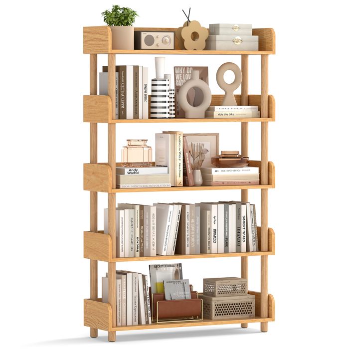 Bibliothèque en Bois à 5 Niveaux COSTWAY Etagère Ouverte de Rangement Autoportant Support pour Plantes pour Salon Chambre Bureau