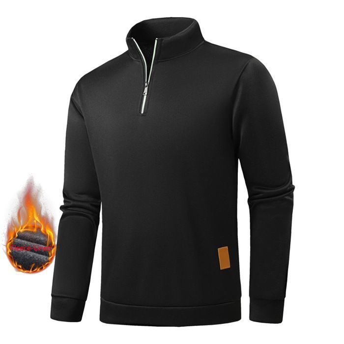 Pull polaire sport automne running manches longues mi-saison Noir