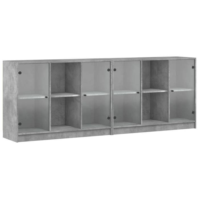 SALE 2026Buffet de cuisine stable - Placard Cabinet bahut Gris - Bibliothèque avec portes gris béton 204x37x75cm 73.92 Kg 373216