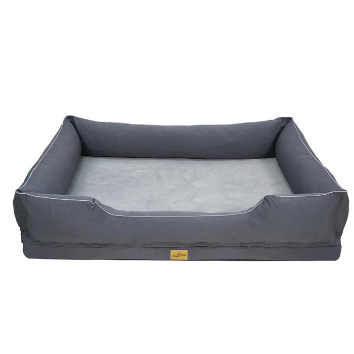 Panier Chien Orthopédique - BingoPaw - Coussin Déhoussable pour Chiens Mémoire de Forme Anti-dérapant - Gris 127x94x24cm