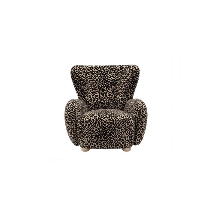 LILI - Fauteuil tissu imprimé animalier - Café LILI - Fauteuil tissu imprimé animalier - Café