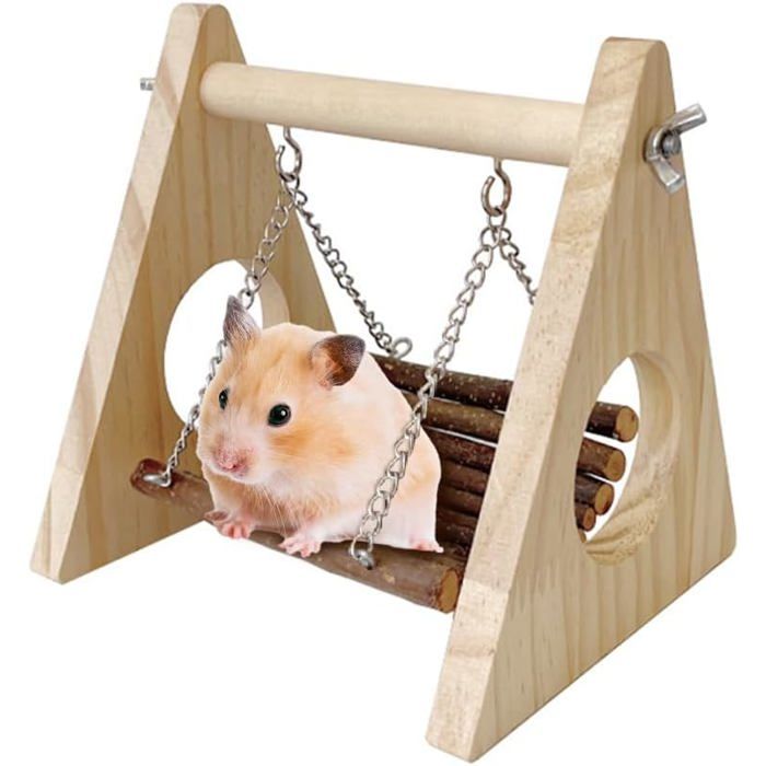 Balançoire pour hamster - Hamac pour hamster - Balançoire pour oiseaux - En bois - Suspendue - Pour cage à hamster - Convient aux
