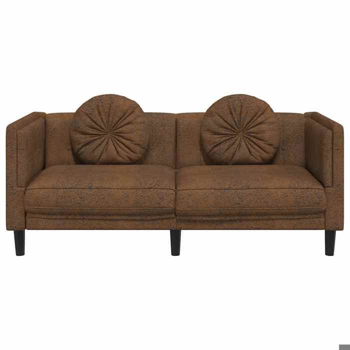 SOFA-Canapé salon - 2 places - (par siège) : 110 kg - coussins marron similicuir daim C5006