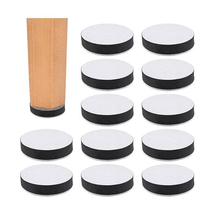 12 Pièces Rehausseur de Meuble Autocollant en Acier Carbone 6 x 1 5 cm Antidérapant Lève-Meubles Autocollant Rond av PIED DE MEUBLE