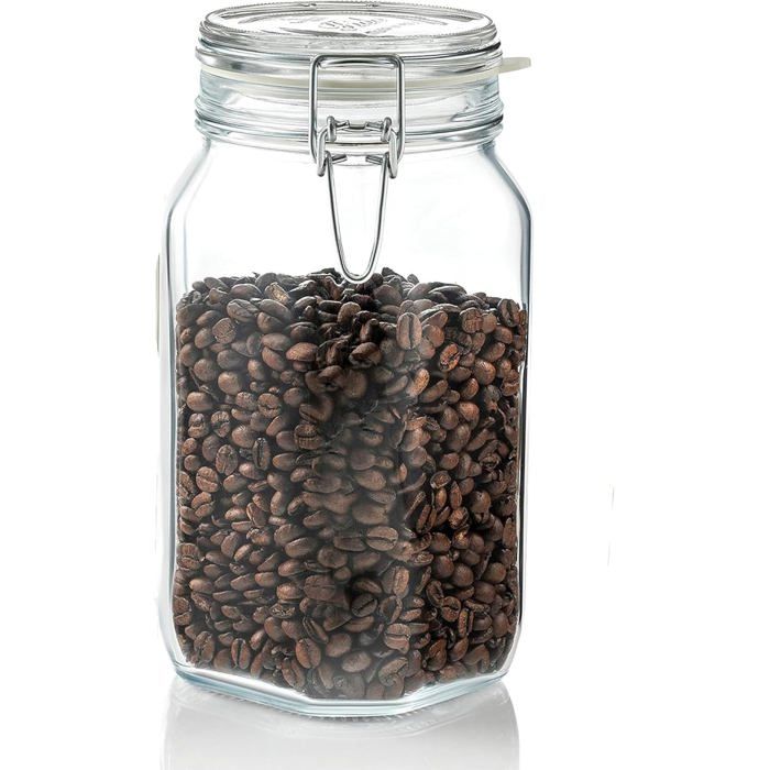 Bocal hermétique en verre  - Capacité 1500 ml - Verre résistant - Passe au lave-vaisselle - Forme cylindrique