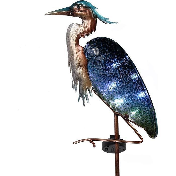 Lampe Solaire Exterieur Jardin Decoration Jardin Exterieur Héron 99cm Figure Oiseau sur Pied Lumière Solaire LED pour Sol Lampe